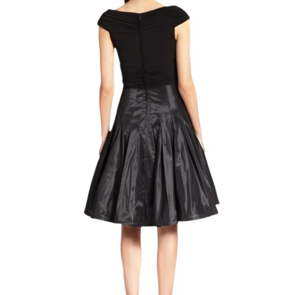 Tadashi Shoji Black Pleated Fit and Flare Midi Dress - Picture 2 of 16